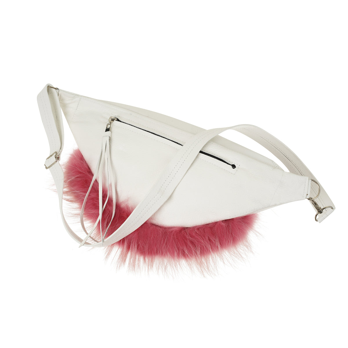 Foxy Belt Bag- Pink White Leather