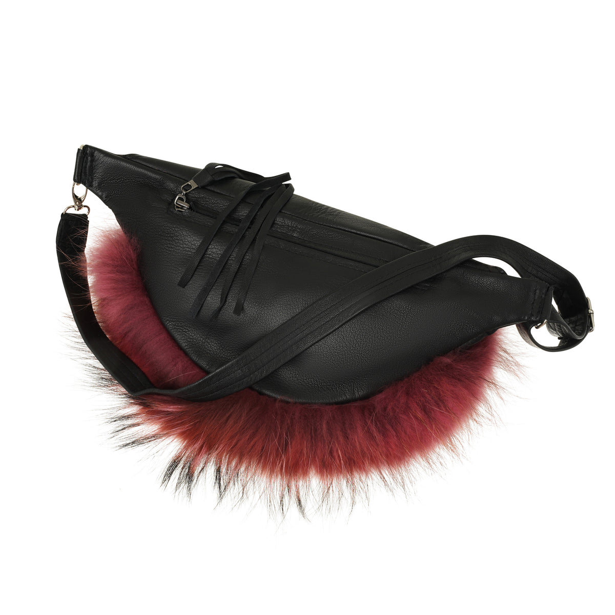 Foxy Belt Bag- Burgundy Black Leather