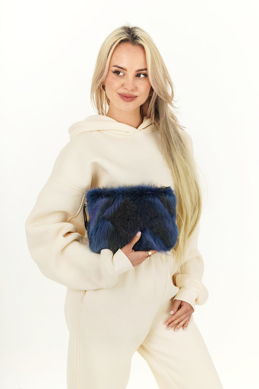 Midnight Fox Fur Clutch