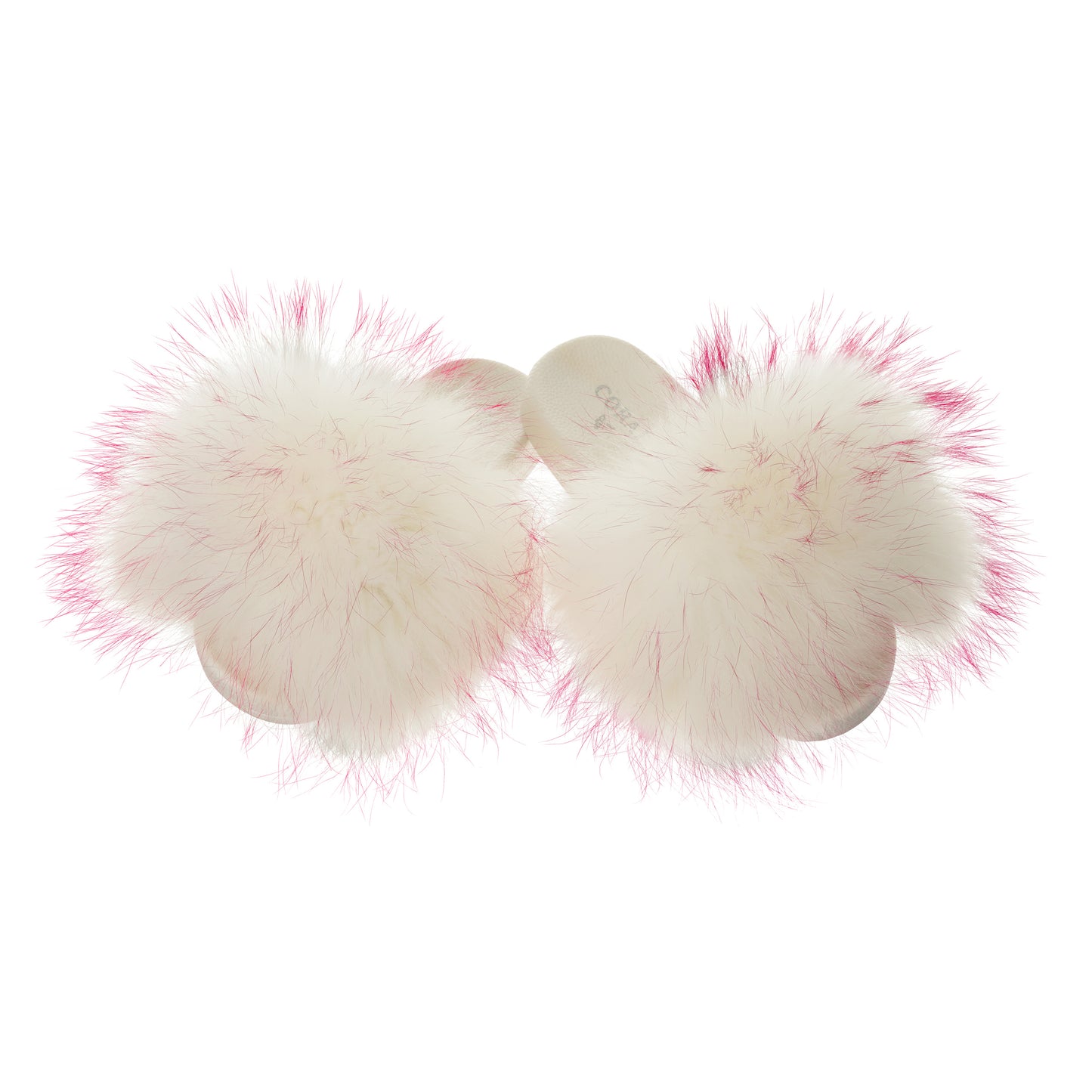 White & Pink Natrural Fur Slides