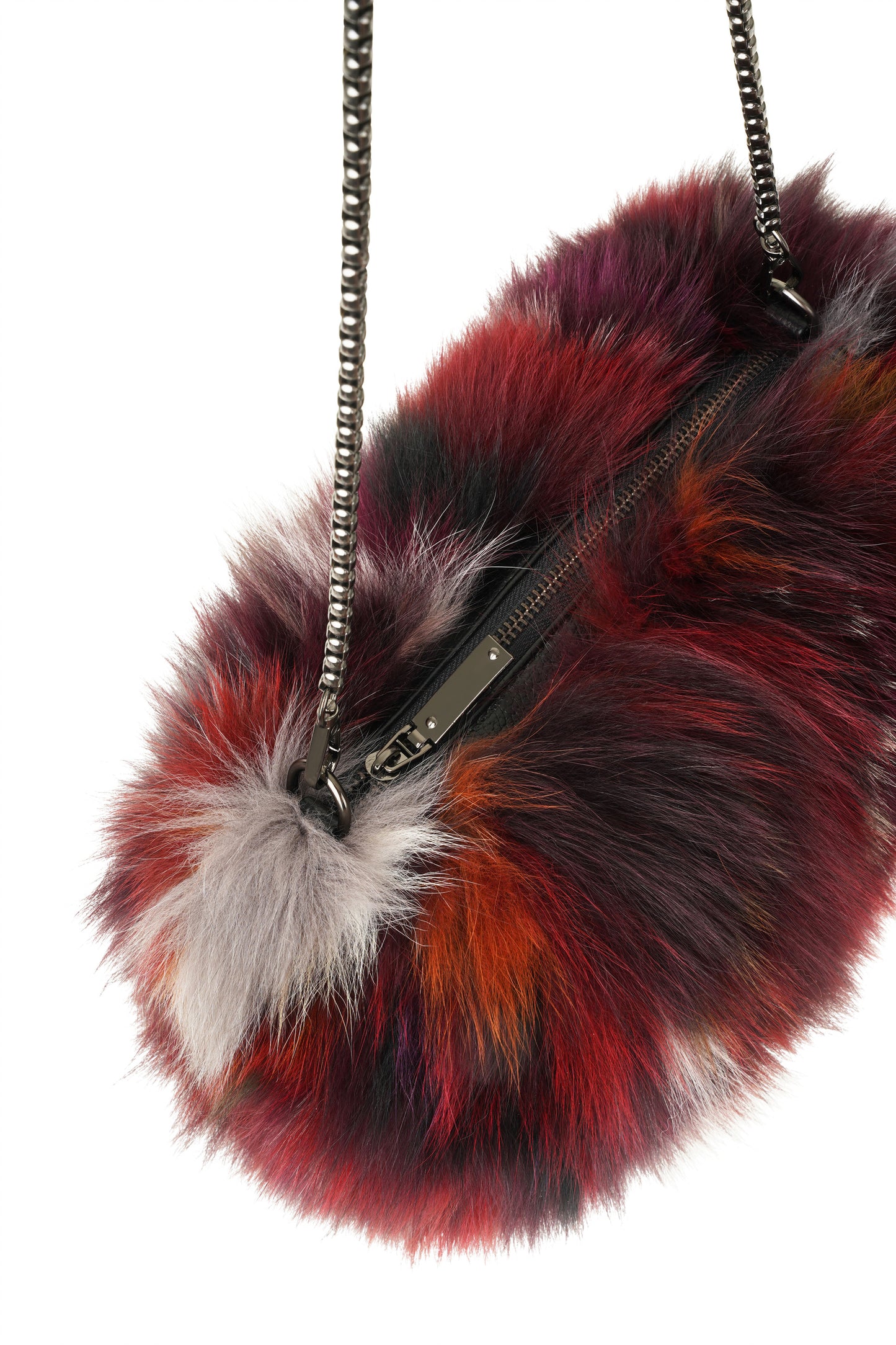 Wild Burgundy Fox Fur Bag