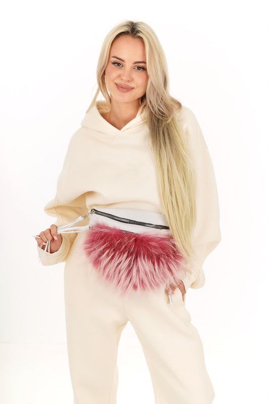 Foxy Belt Bag- Pink White Leather